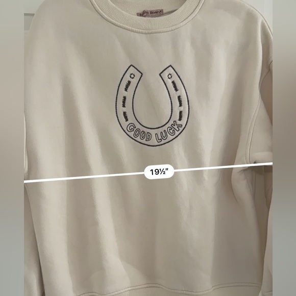 BAILEY ROSE Good Luck Horseshoe embroidered sweatshirt in Cream and Brown - Picture 12 of 12